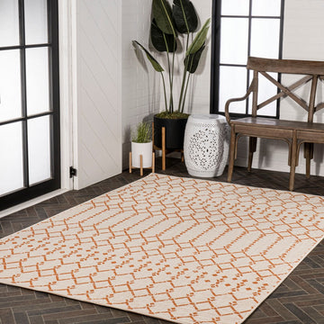 Ourika Moroccan Geometric Textured Weave Indoor/outdoor Rug